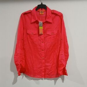 Tory Burch Vibrant Pink Collared Shirt
